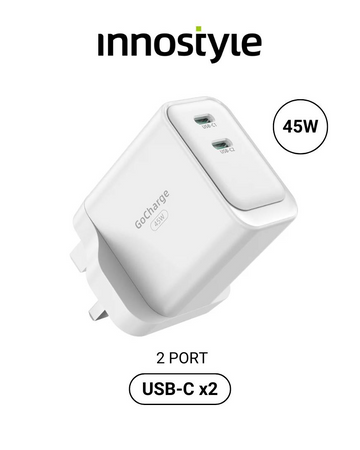 INNOSTYLE GoCharge 45W PD Fast Charging Adapter | Dual USB-C Port (2C)