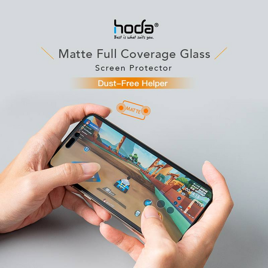HODA iPhone 15 & iPhone 16 (Matte) Gaming Anti-Glare Full Coverage Tempered Glass Screen Protector for - With Helper