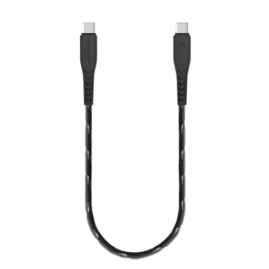 ENERGEA Nyloflex 5A 30cm Type C to Type C Charge And Sync Cable 480MBPS