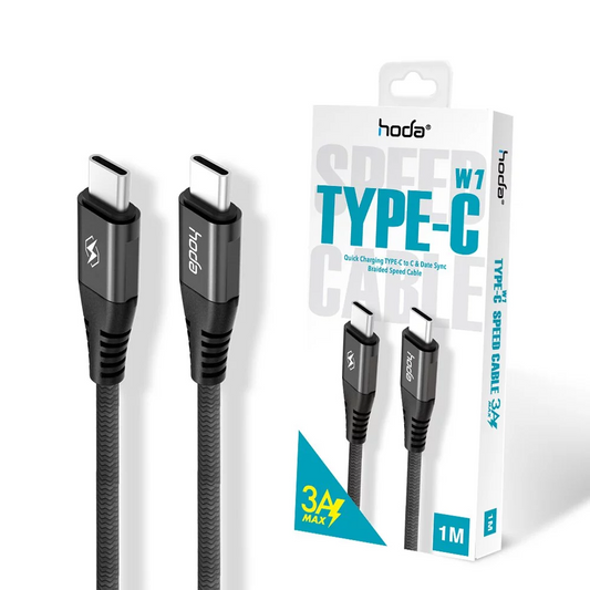 HODA W1 1M 3A Quick Charging TYPE-C to C & Data Sync Braided Speed Cable