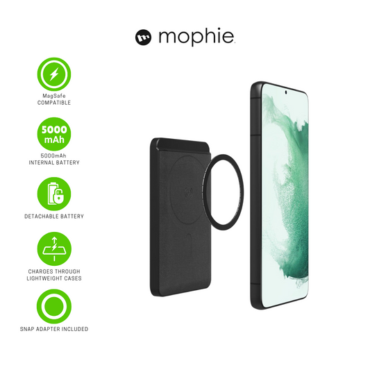 MOPHIE Snap+ Juice Pack Mini 5,000mAh – Magnetic Wireless Power Bank – Black
