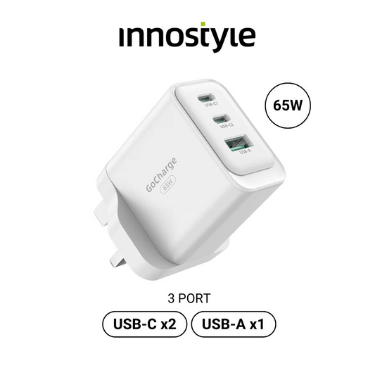 INNOSTYLE GoCharge 65W PD Fast Charging Adapter | 3-Port USB-C + USB-A Charger