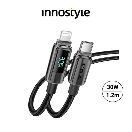 INNOSTYLE DigiPower USB-C to Lightning 30W Fast Charging 1.2m Cable with Digital Display
