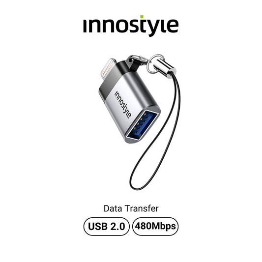 INNOSTYLE NexaLink Lightning to USB-A Female Adapter - USB2.0, 480Mbps with Cable Loop