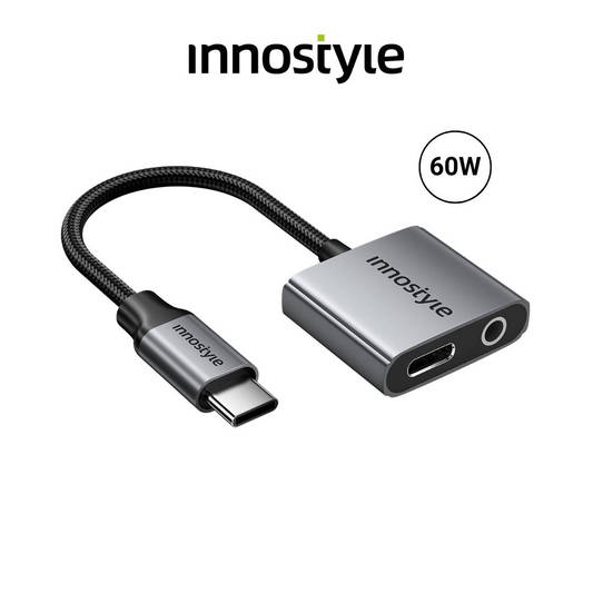 INNOSTYLE NexaLink 2 in 1 USB-C to USB-C PD60W & 3.5mm Audio Jack Female Adapter