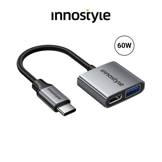 INNOSTYLE NexaLink 2 in 1 USB-C to USB-C PD60W & USB-A 3.0 Female Adapter