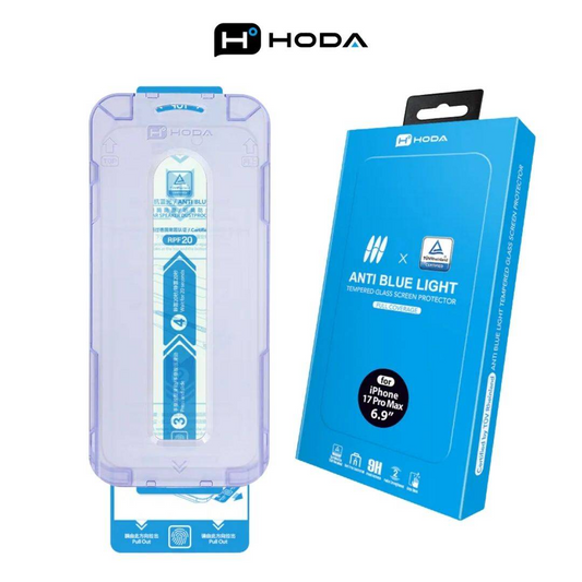 HODA TÜV RPF20 Certified Eye Protection (Blue Light Filter) Full Coverage Screen Protector for iPhone 17 Pro Max with Dust-Free Helper