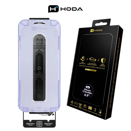 HODA Matte Anti-Peeper (Privacy) with Anti-Reflection Full Coverage Screen Protector (Triple Function) for iPhone 17 Pro Max with Dust-Free Helper Lite