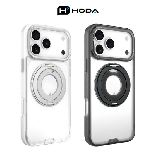 HODA ROUGH Case Magnet with 360° foldable rotating ring-holder stand for iPhone 17 Pro