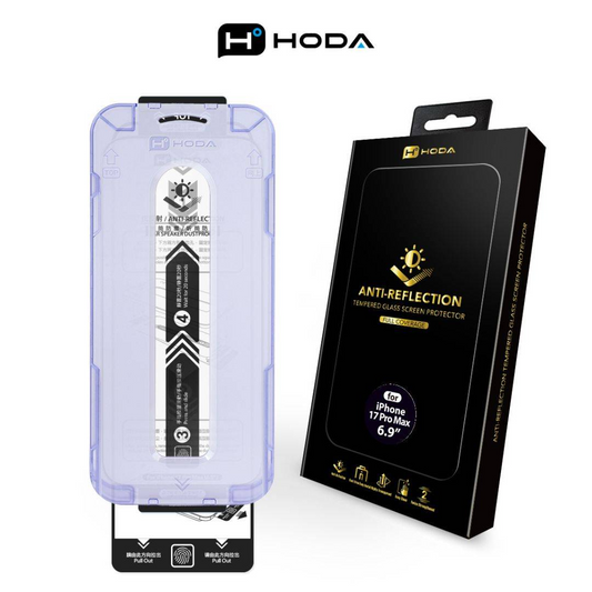 HODA (Flagship) Anti-Reflection Full Coverage Screen Protector for iPhone 17 Pro Max with Dust-Free Helper Lite