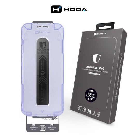 HODA (Privacy) Anti-Peeper Full Coverage Screen Protector for iPhone 17 Pro Max with Dust-Free Helper Lite