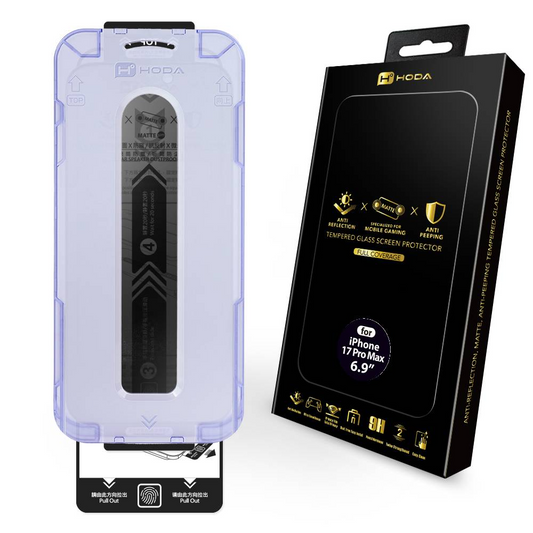 HODA Matte Anti-Peeper (Privacy) with Anti-Reflection Full Coverage Screen Protector (Triple Function) for iPhone 17 Pro Max with Dust-Free Helper Lite