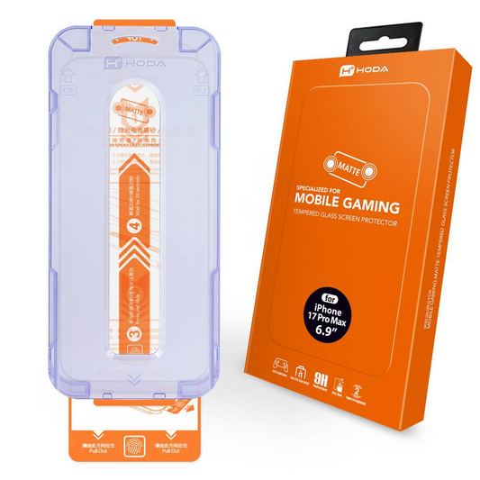 HODA (Matte) Gaming Anti-Glare Full Coverage Screen Protector for iPhone 17 Pro Max with Dust-Free Helper