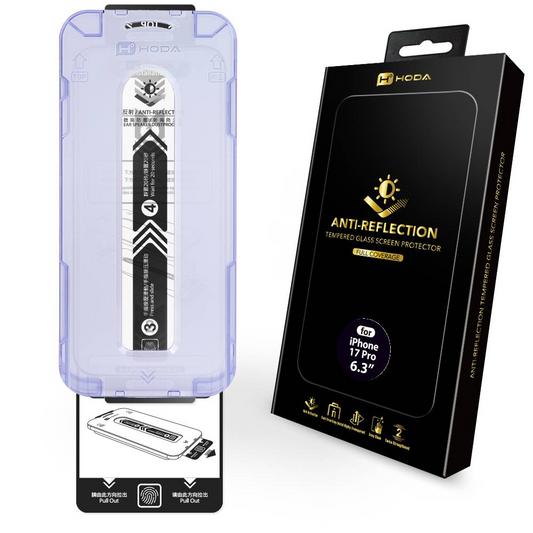 HODA (Flagship) Anti-Reflection Full Coverage Screen Protector for iPhone 17 Pro with Dust-Free Helper Lite