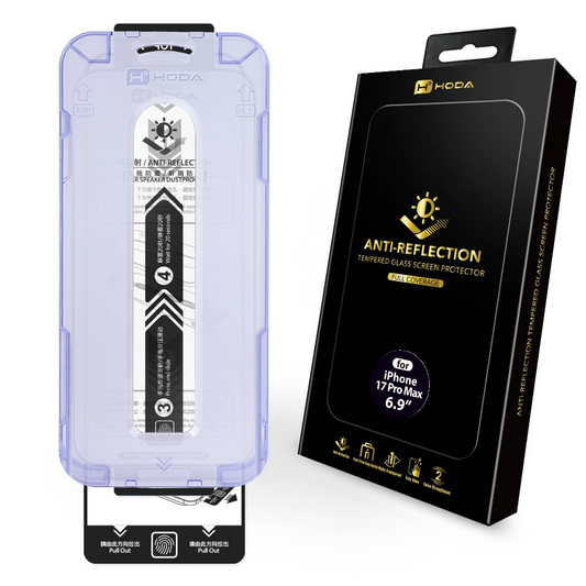 HODA (Flagship) Anti-Reflection Full Coverage Screen Protector for iPhone 17 Pro Max with Dust-Free Helper Lite