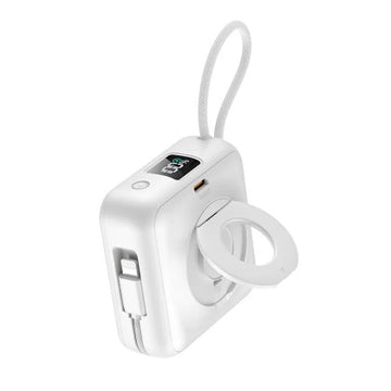 HODA 10,000mAh Fast Charging Power Bank with Magnet (3 in 1) Built-in Dual Cables