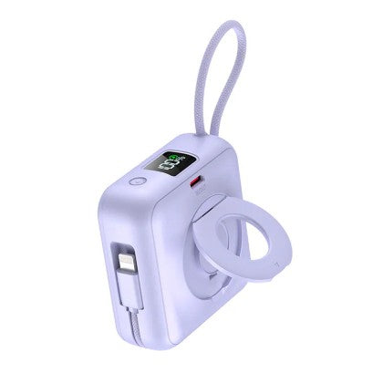 HODA 10,000mAh Fast Charging Power Bank with Magnet (3 in 1) Built-in Dual Cables