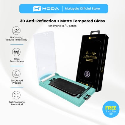 HODA 3D Full Anti-Reflection with Matte Full Coverage Glass Screen Protector for iP18PROMAX with Dust Free Helper
