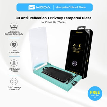 HODA 3D Full Anti-Reflection with Anti-Peeper (Privacy) Full Coverage Glass Screen Protector for iP18PRO with Dust Free Helper