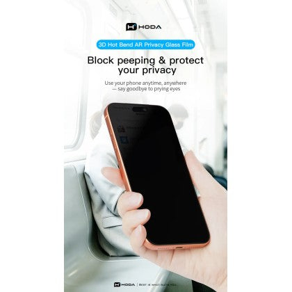 HODA 3D Full Anti-Reflection with Anti-Peeper (Privacy) Full Coverage Glass Screen Protector for iP18PROMAX with Dust Free Helper