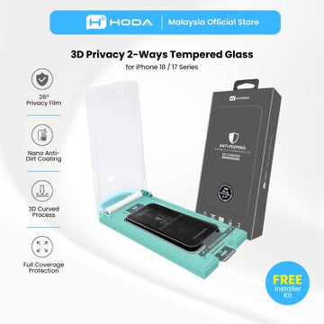 HODA 3D Full Privacy 2 Ways Anti-Peeper Full Coverage Glass Screen Protector for iP18PRO with Dust Free Helper