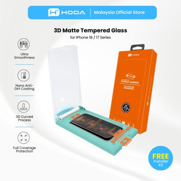 HODA 3D Full Matte Gaming Anti-Glare Full Coverage Glass Screen Protector for iP18PRO with Dust Free Helper