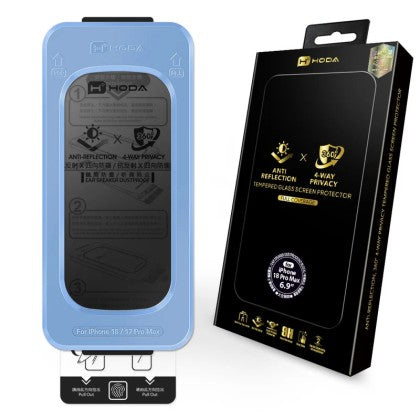 HODA Anti-Peeper (Privacy 4 Ways) with Anti-Reflection Full Coverage Screen Protector (Dual Function) for iP18PROMAX with Dust-Free Helper Lite