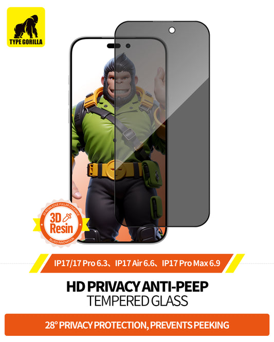TYPE GORILLA Glass Anti-Peep Cover Compatible For iP17PROMAX & iP16PROMAX