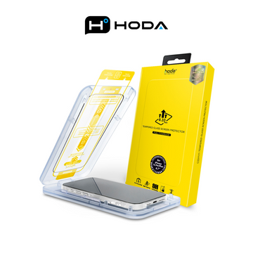 HODA iPhone 15 & iPhone 16 (Clear) Full Coverage Tempered Glass Screen Protector - With Helper