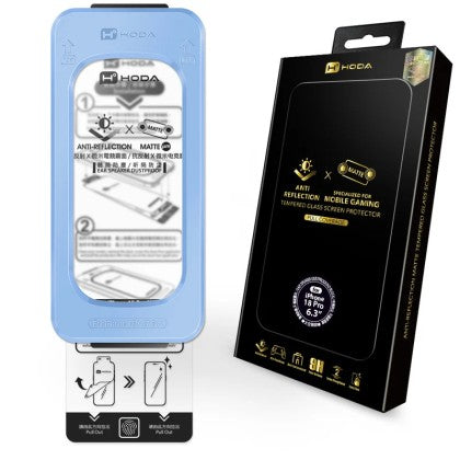 HODA Anti-Reflection (Matte) Glass Full Coverage Screen Protector (Dual Function) for iP18PROMAX with Dust-Free Helper