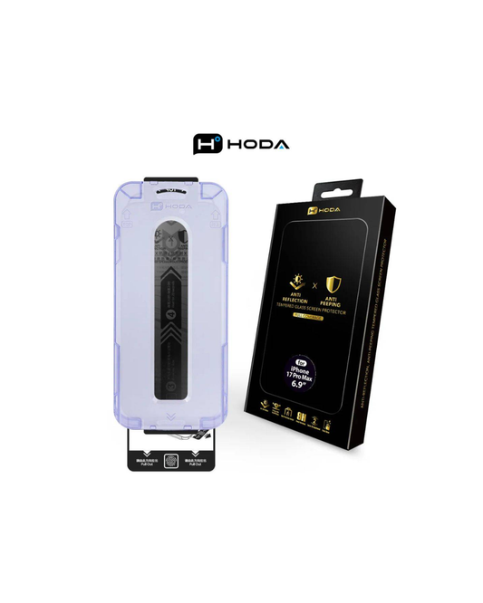 HODA Anti-Peeper (Privacy) with Anti-Reflection Full Coverage Screen Protector (Dual Function) for iP17PROMAX with Dust-Free Helper Lite