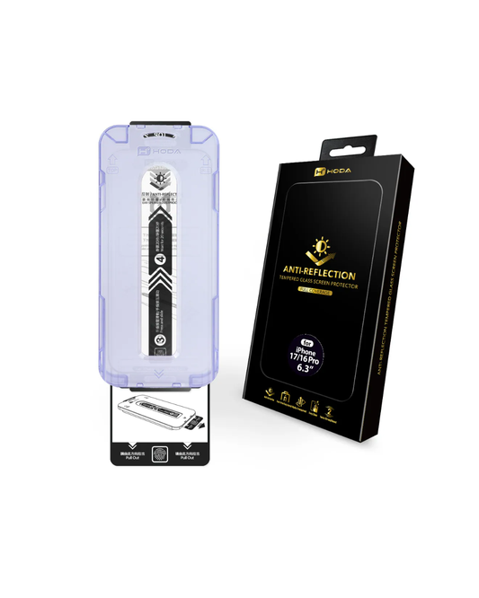 HODA (Flagship) Anti-Reflection Full Coverage Screen Protector for iP17 with Dust-Free Helper Lite