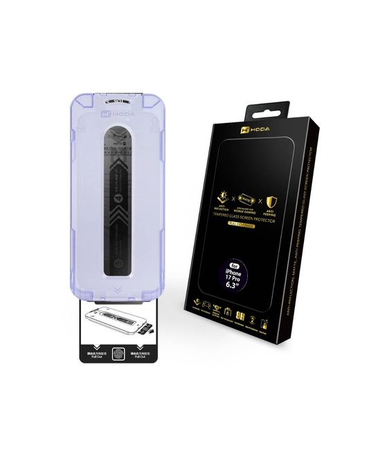 HODA Matte Anti-Peeper (Privacy) with Anti-Reflection Full Coverage Screen Protector (Triple Function) for iP17PRO with Dust-Free Helper Lite