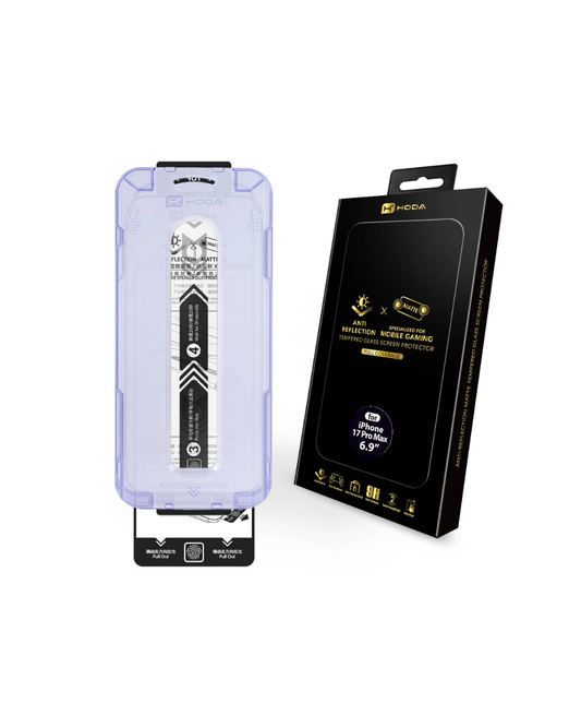 HODA Anti-Reflection(Matte) Full Coverage Screen Protector (Dual Function) for iP17PROMAX with Dust-Free Helper Lite
