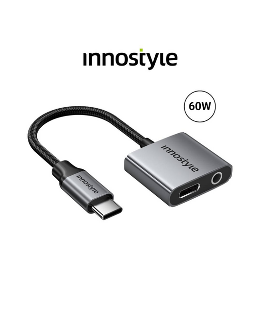 INNOSTYLE NexaLink 2 in 1 USB-C to USB-C PD60W & 3.5mm Audio Jack Female Adapter