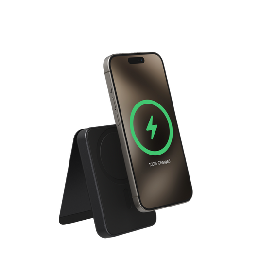 MOPHIE Snap+ Powerstation Mini Stand 5000mAh – Qi2 Wireless Charging Power Bank – Black