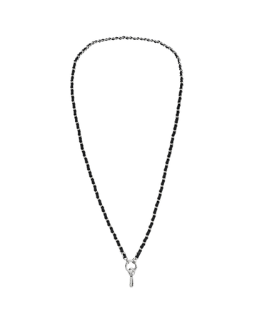 STARWISE COLLECTION LEATHER CHAIN CROSSBODY STRAP | BLACK SILVER