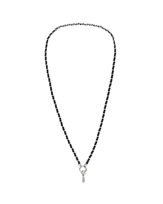 STARWISE COLLECTION LEATHER CHAIN CROSSBODY STRAP | BLACK SILVER