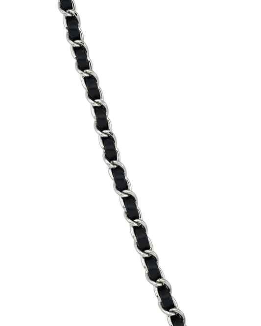 STARWISE COLLECTION LEATHER CHAIN CROSSBODY STRAP | BLACK SILVER