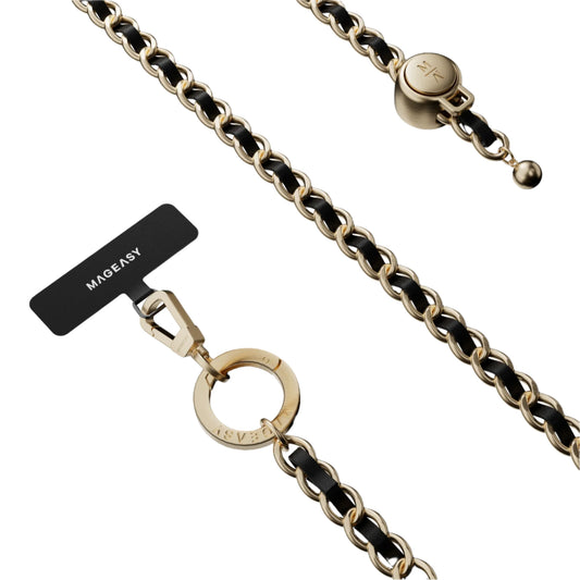 MAGEASY (by SwitchEasy) Classic Leather Chain Strap + Strap Card | Phone Lanyard