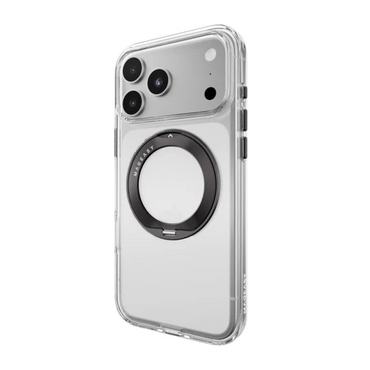 MAGEASY Bright 360 M Never Yellowing Rotating Ring Protective Clear Case Compatible for iPhone 18 Series