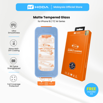 HODA Matte Gaming Anti-Glare Glass Full Coverage Screen Protector for iP18PRO with Dust-Free Helper