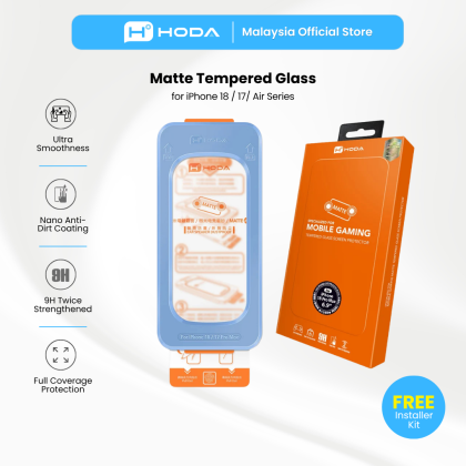 HODA Matte Gaming Anti-Glare Glass Full Coverage Screen Protector for iP18PROMAX with Dust-Free Helper