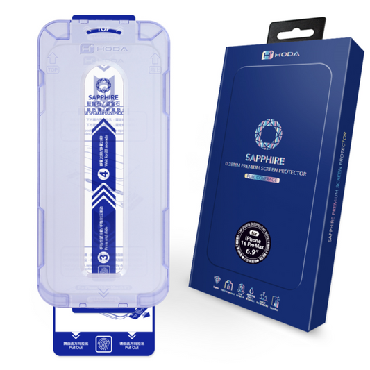 HODA Sapphire Full Coverage Screen Protector - With Dust-Free Helper for iPhone 16 Pro Max