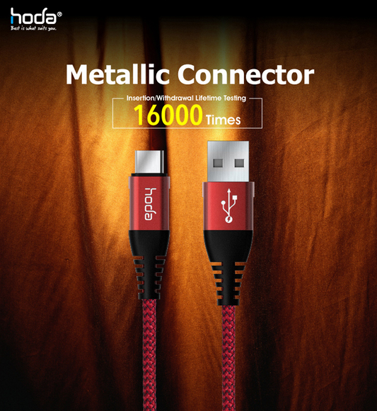 HODA W1 1M 5A Quick Charging USB to TPYE-C & Data Sync Braided Speed Cable