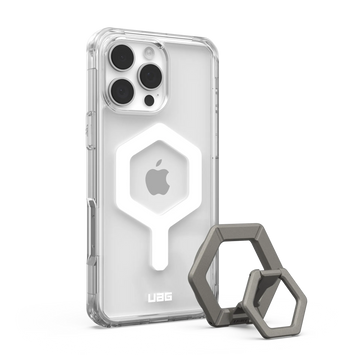 UAG iPhone 16 Pro Max Plyo MagSafe Bundle - Ice White/Titanium Stand