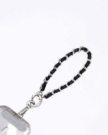 STARWISE COLLECTION LEATHER CHAIN WRIST STRAP | BLACK SILVER