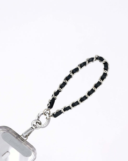 STARWISE COLLECTION LEATHER CHAIN WRIST STRAP | BLACK SILVER
