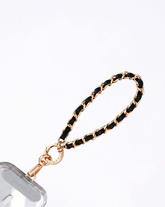 STARWISE COLLECTION LEATHER CHAIN WRIST STRAP | BLACK GOLD