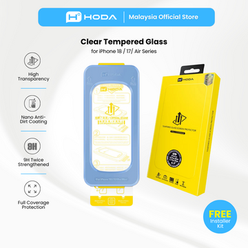 HODA Clear Glass Full Coverage Screen Protector for iP18PRO with Dust-Free Helper